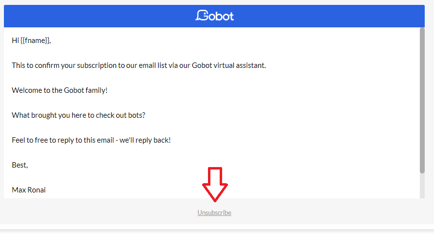 Gobot Email Opt-Out Link